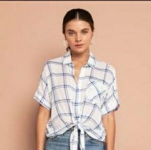 The Good Jane Plaid Tie front Michelle top Large